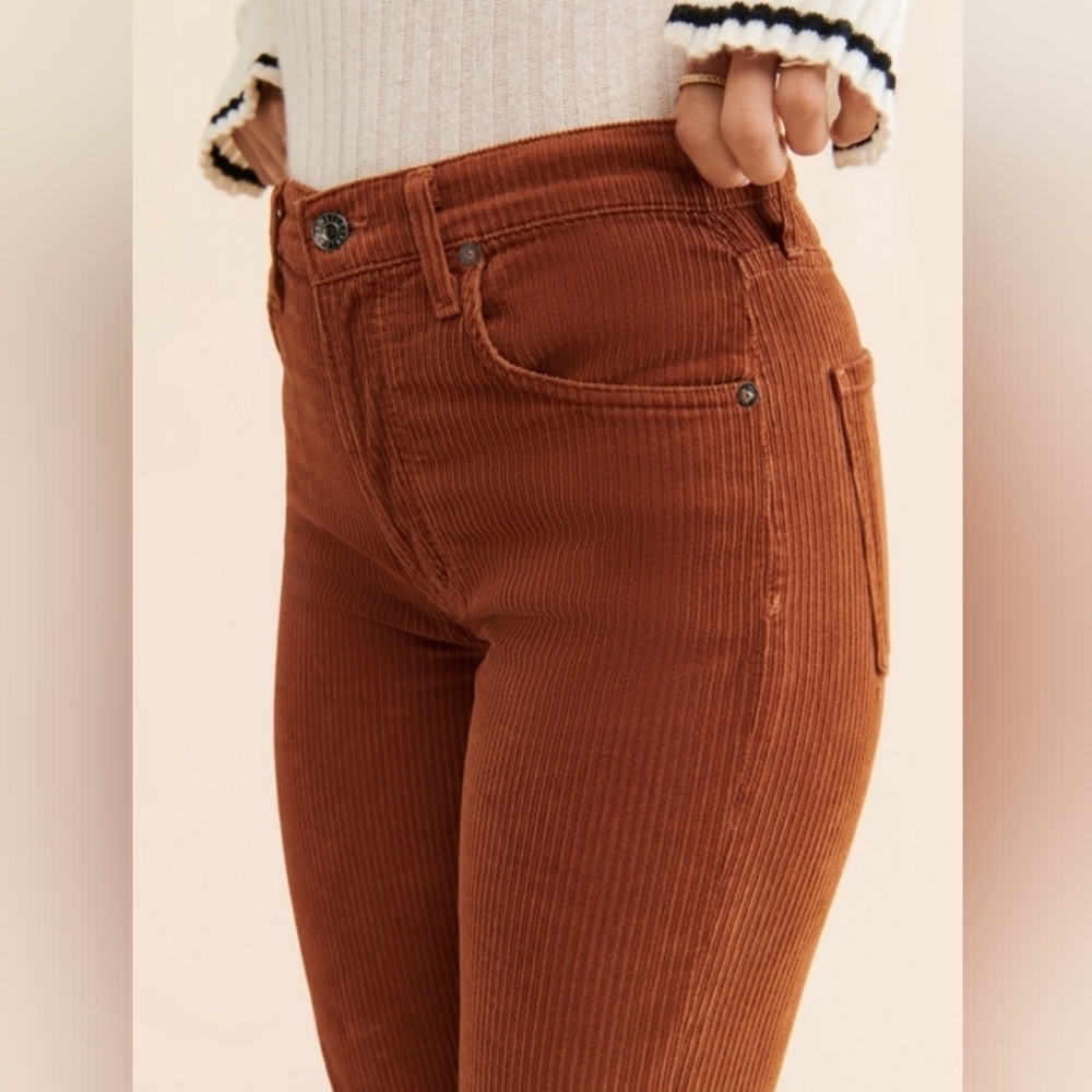 AGOLDE Riley Long High Rise Straight Brown Corduroy Pants Size 25 - Picture 1 of 8